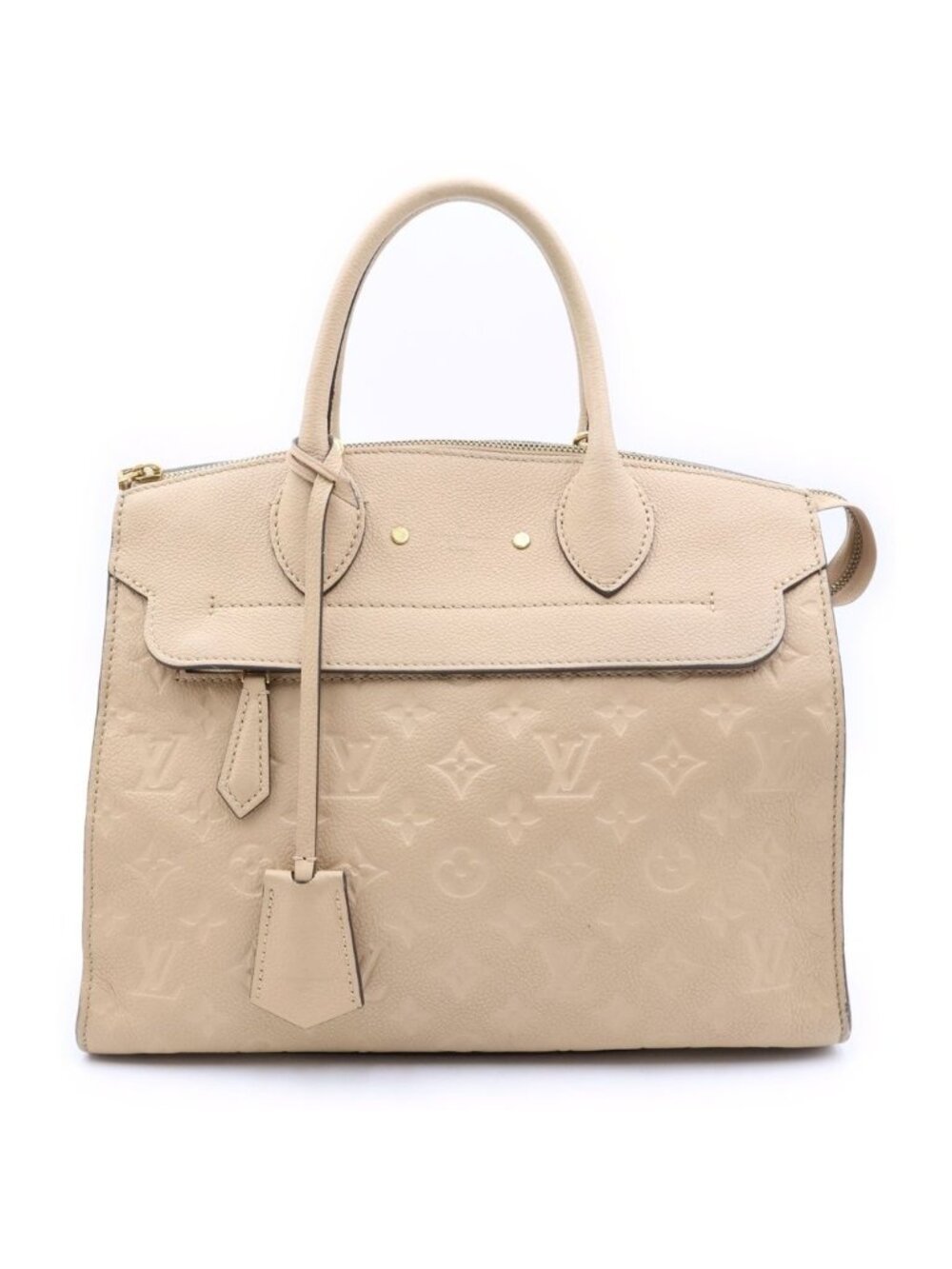 Louis Vuitton Monogram Empreinte Pont Neuf MM Handbag Beige Leather Gold
